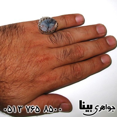 انگشتر عقیق شجری مردانه پرنقش