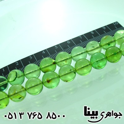 تسبیح کهربا سبز درشت رگه دار لیتوانی درجه یک