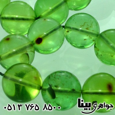 تسبیح کهربا سبز درشت رگه دار لیتوانی درجه یک