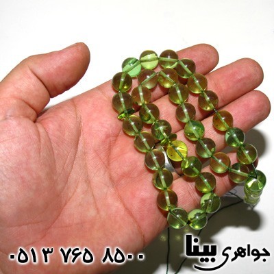 تسبیح کهربا سبز درشت رگه دار لیتوانی درجه یک