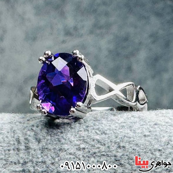 انگشتر آمتیست رودیوم زنانه خاص ، زیبا و خوشرنگ _کد:33461