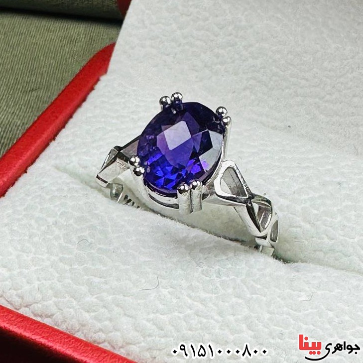 انگشتر آمتیست رودیوم زنانه خاص ، زیبا و خوشرنگ _کد:33461