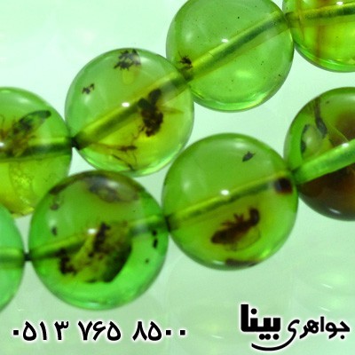 تسبیح کهربا سبز درشت حشره ای لیتوانی درجه یک