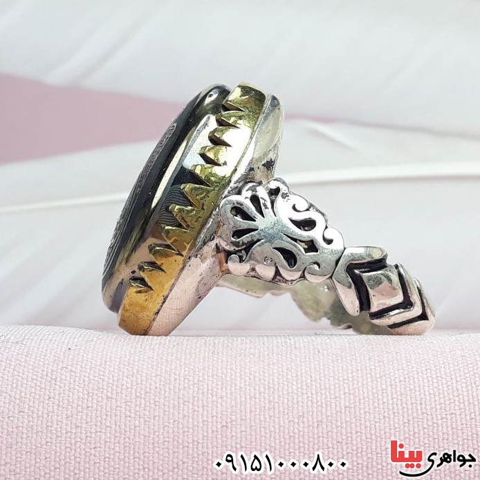 انگشتر حدید درشت با حکاکی کف العباس بسیار زیبا _کد:33484