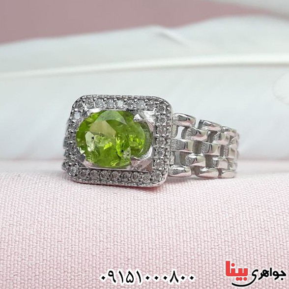 انگشتر زبرجد رودیوم خاص و زیبا _کد:33491