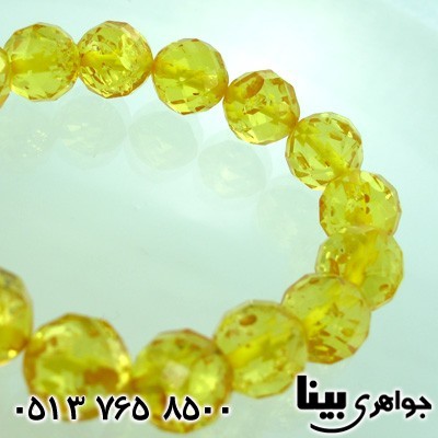 دستبند کهربا صنعتی عالی تراش درشت طلایی