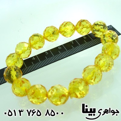 دستبند کهربا صنعتی عالی تراش درشت طلایی