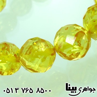 دستبند کهربا صنعتی عالی تراش درشت طلایی