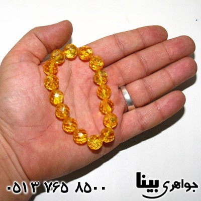 دستبند کهربا صنعتی عالی تراش درشت طلایی