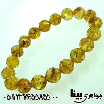 دستبند کهربا صنعتی تراش درشت عسلی