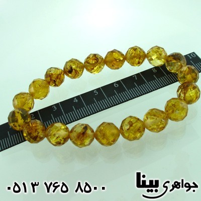 دستبند کهربا صنعتی تراش درشت عسلی