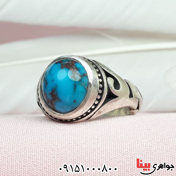 انگشتر فیروزه نیشابوری شیک مردانه _کد:33541