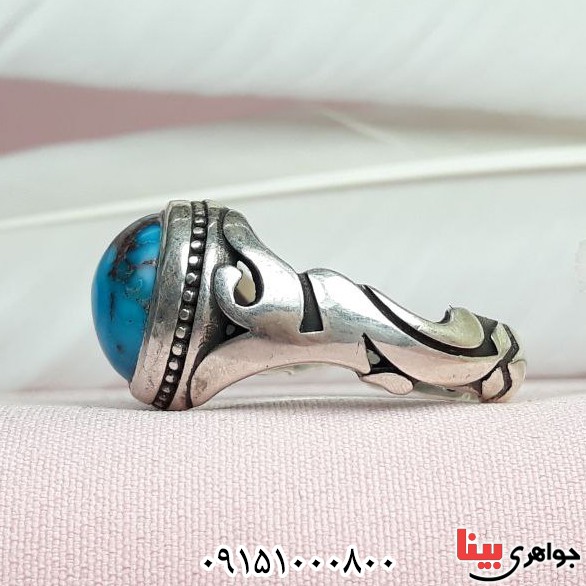 انگشتر فیروزه نیشابوری شیک مردانه _کد:33541