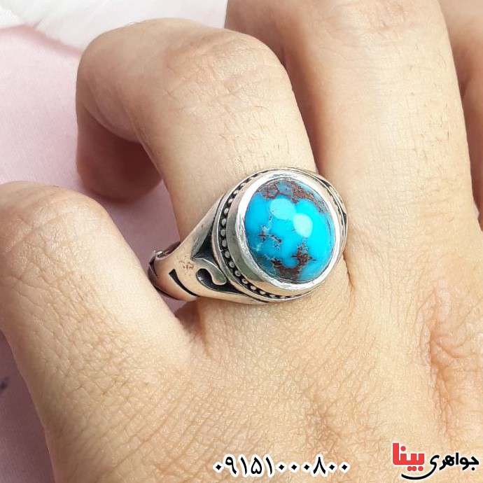 انگشتر فیروزه نیشابوری شیک مردانه _کد:33541