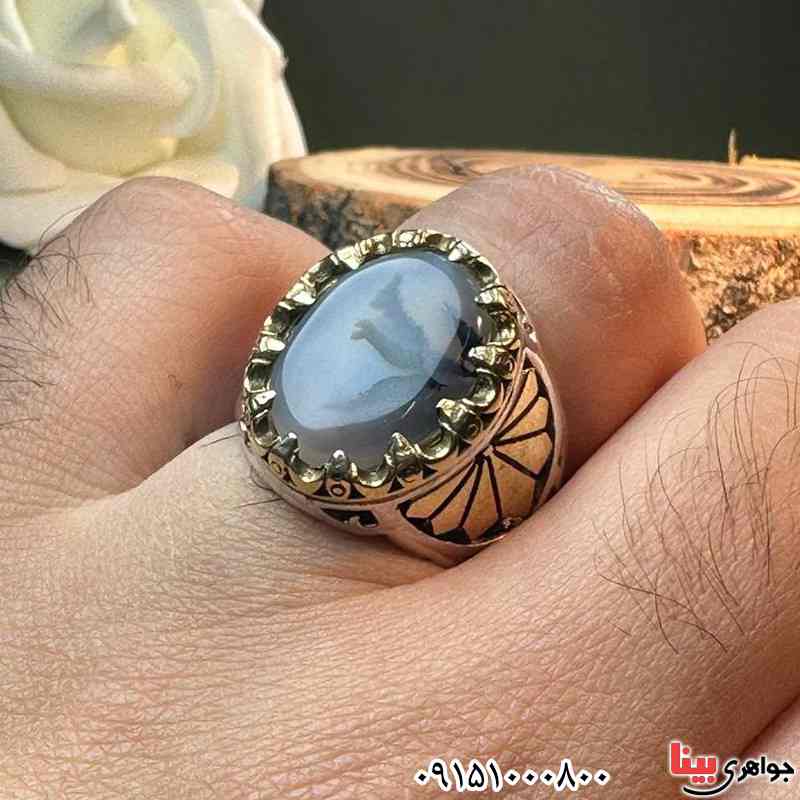 انگشتر عقیق شجری قائن بسیار شیک خوشرنگ _کد:33549