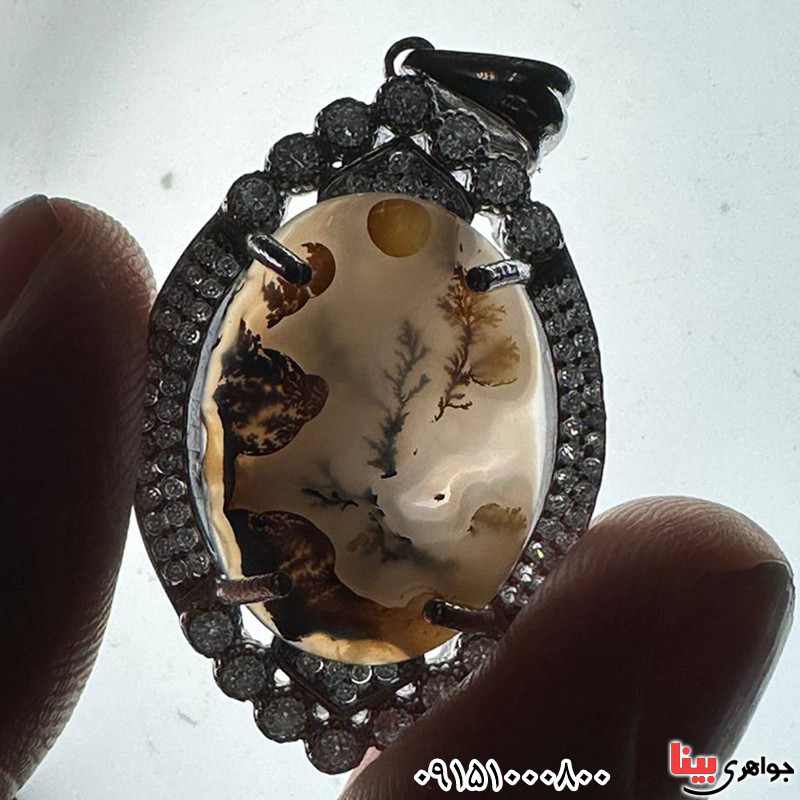 گردنبند عقیق شجری قائن بسیار چشم نواز _کد:33586