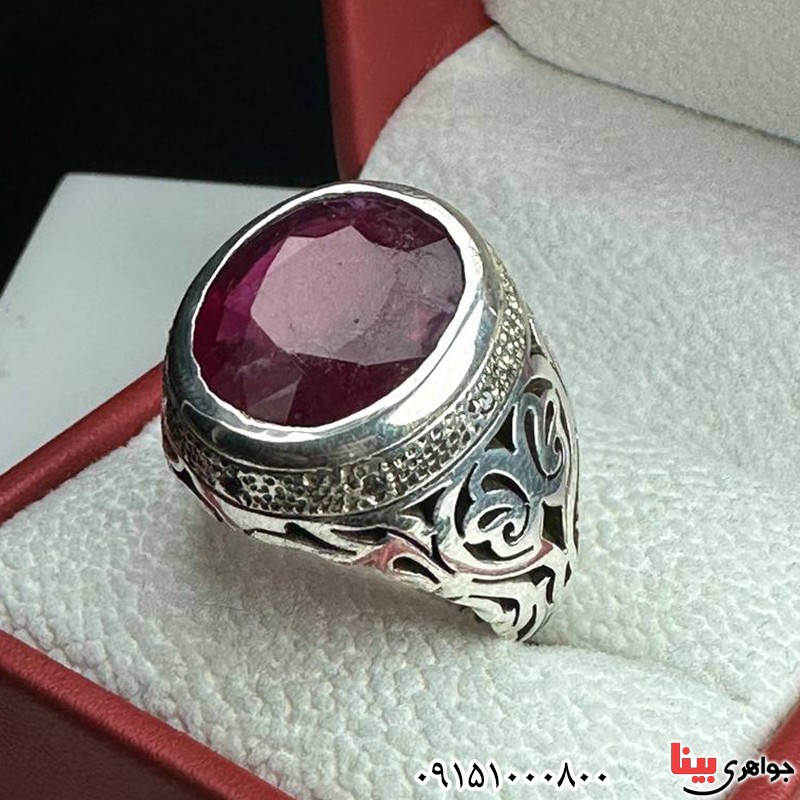 انگشتر یاقوت سرخ مردانه درشت خاص فاخر و نفیس _کد:33590