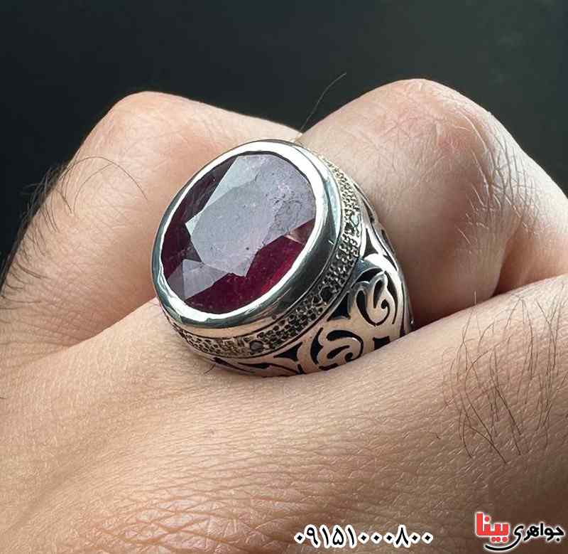 انگشتر یاقوت سرخ مردانه درشت خاص فاخر و نفیس _کد:33590