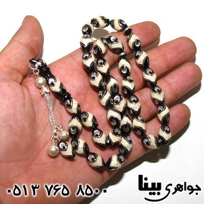 تسبیح یسر درشت نقره کوب با شرابه نقره