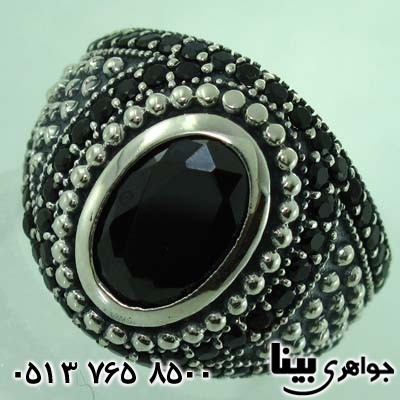انگشتر عقیق سیاه (اونیکس) تراش برلیانی