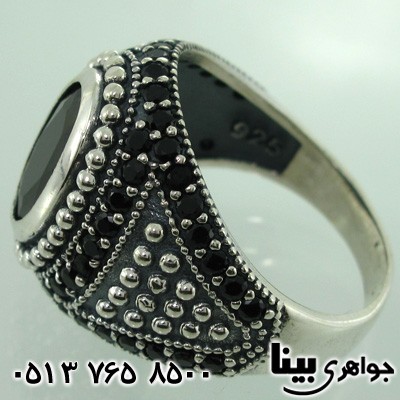 انگشتر عقیق سیاه (اونیکس) تراش برلیانی