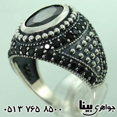 انگشتر عقیق سیاه (اونیکس) تراش برلیانی