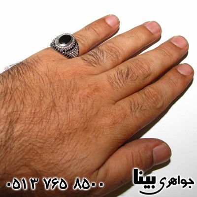انگشتر عقیق سیاه (اونیکس) تراش برلیانی