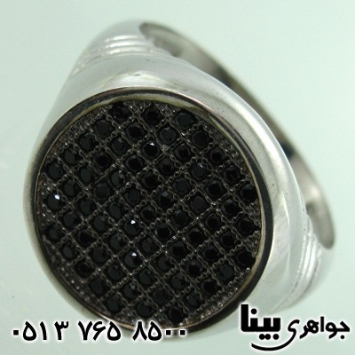 انگشتر عقیق سیاه (اونیکس) مشبک دایره