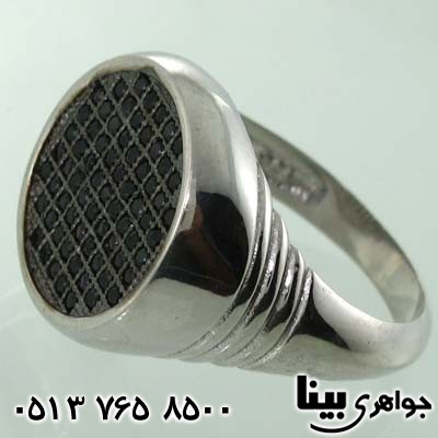 انگشتر عقیق سیاه (اونیکس) مشبک دایره