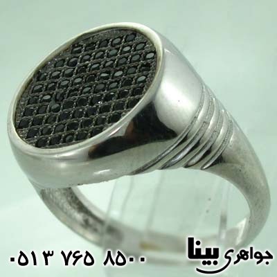 انگشتر عقیق سیاه (اونیکس) مشبک دایره