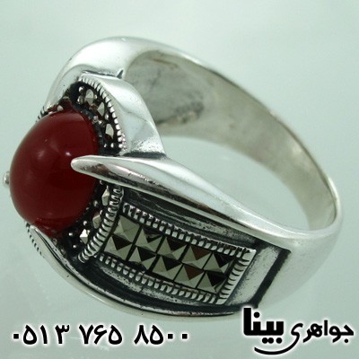 انگشتر عقیق قرمز و سیاه چهارچنگ