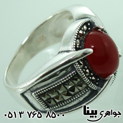 انگشتر عقیق قرمز و سیاه چهارچنگ