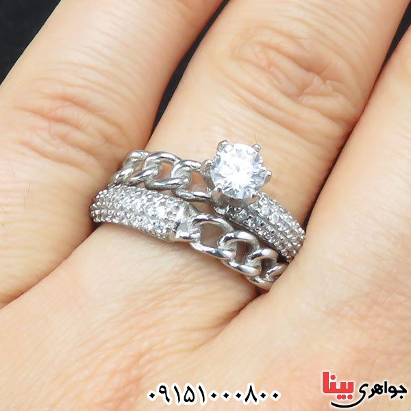 انگشتر الماس حلقه و پشت حلقه صنعتی بسیار شیک و مدرن _کد:33697