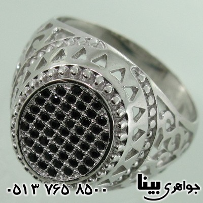 انگشتر عقیق سیاه (اونیکس) اره کاری شده