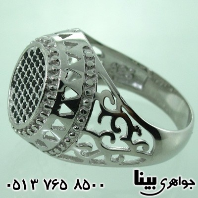 انگشتر عقیق سیاه (اونیکس) اره کاری شده