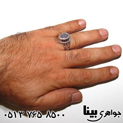 انگشتر عقیق سیاه (اونیکس) اره کاری شده