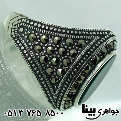 انگشتر عقیق سبز و حدید
