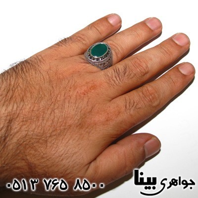 انگشتر عقیق سبز و حدید