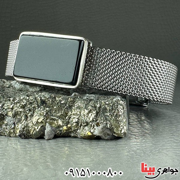 دستبند عقیق سیاه (اونیکس) بسیار خاص و مدرن _کد:33722