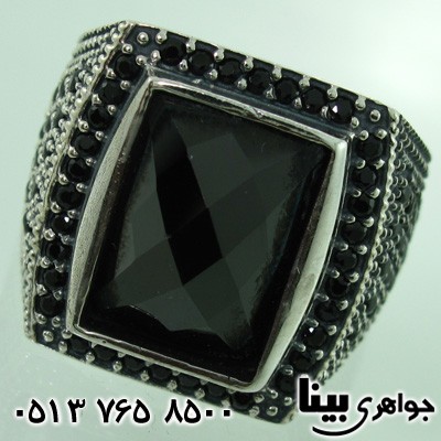 انگشتر عقیق سیاه (اونیکس) تراش ترکیبی