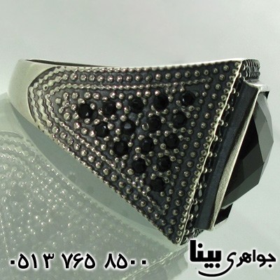 انگشتر عقیق سیاه (اونیکس) تراش ترکیبی