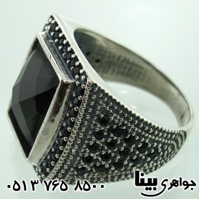 انگشتر عقیق سیاه (اونیکس) تراش ترکیبی