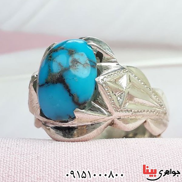 انگشتر فیروزه نیشابوری شکیل و درجه یک فاخر _کد:33768