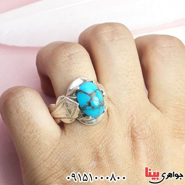 انگشتر فیروزه نیشابوری شکیل و درجه یک فاخر _کد:33768