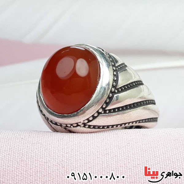 انگشتر عقیق یمنی سرخ بسیار خاص و زیبا فاخر _کد:33773