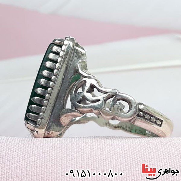 انگشتر عقیق سبز بسیار خوشرنگ _کد:33784