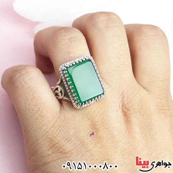 انگشتر عقیق سبز بسیار خوشرنگ _کد:33784