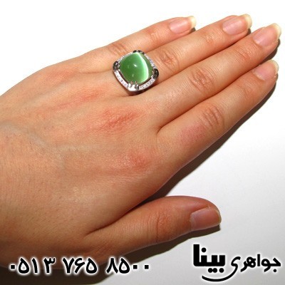 انگشتر سنگ ماه (مون استون) بزرگ و درشت زنانه