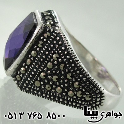 انگشتر آمتیست و حدید مردانه