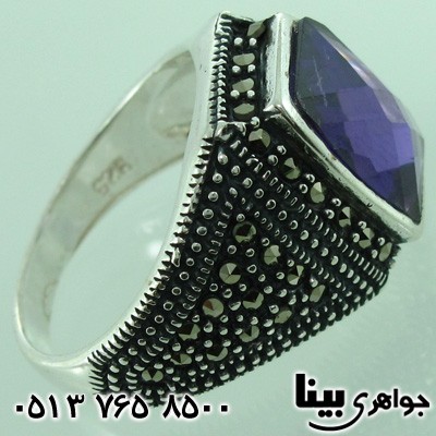 انگشتر آمتیست و حدید مردانه